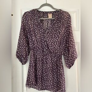 Purple and white bird shirt